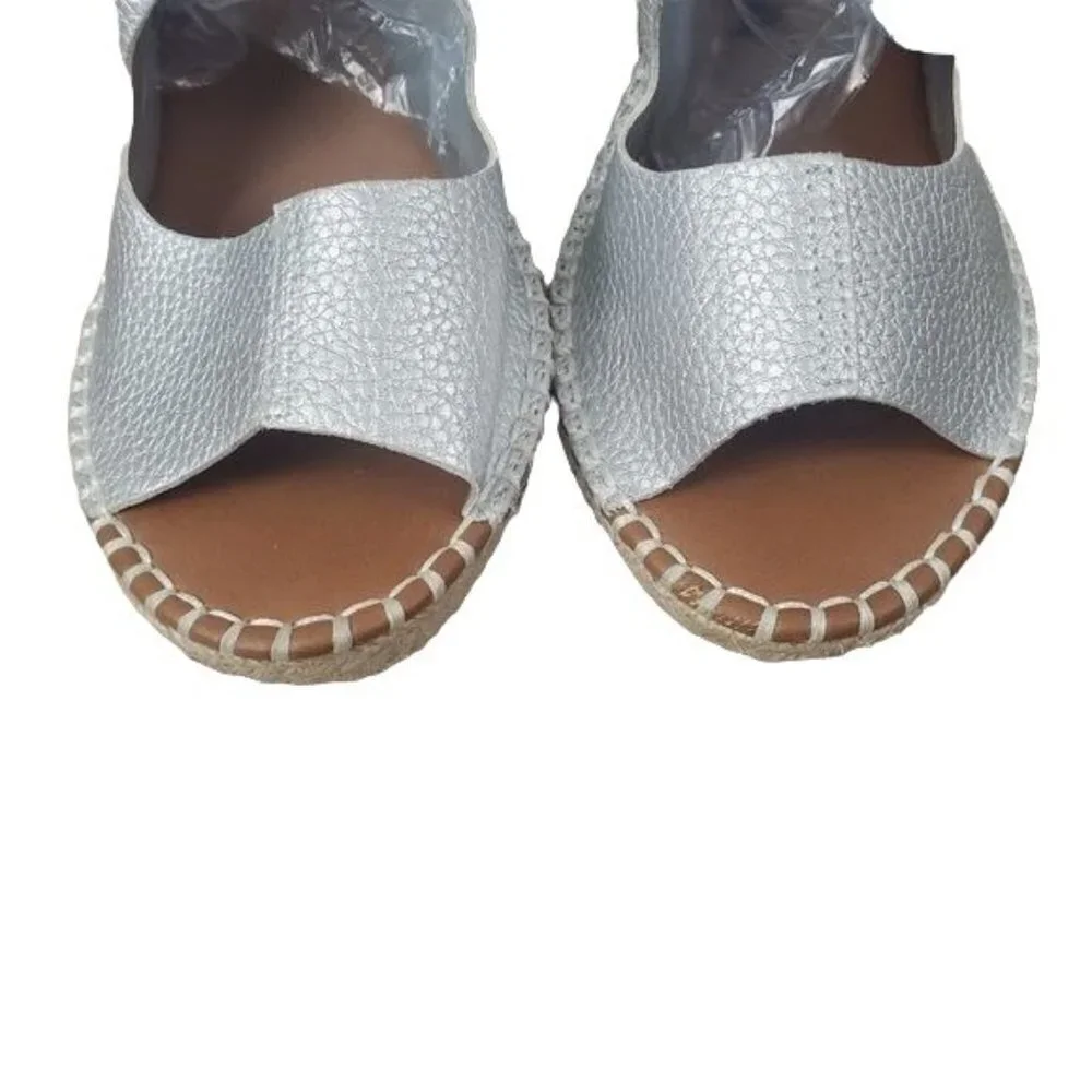 Charming Charlie Silver metallic wedge espadrilles Womens Size 9